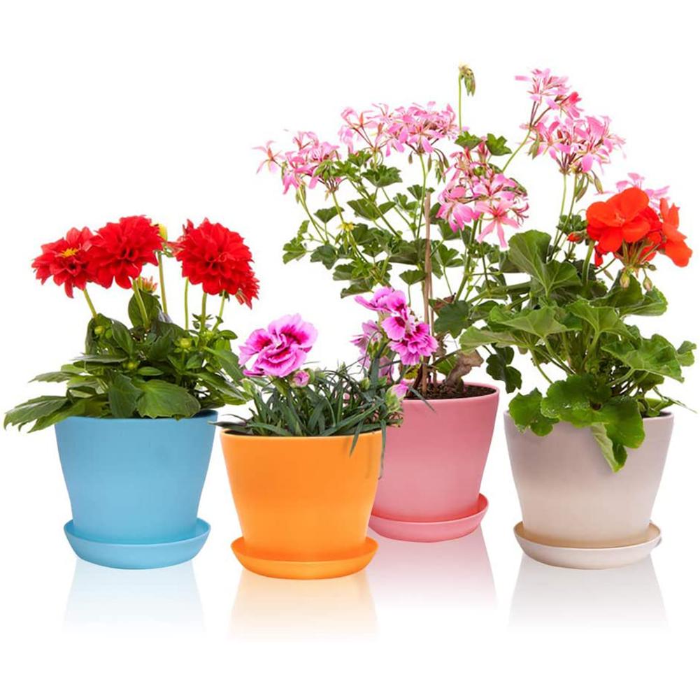 8PCS Plastic Planter Flower Plant Pots Gardening Containers