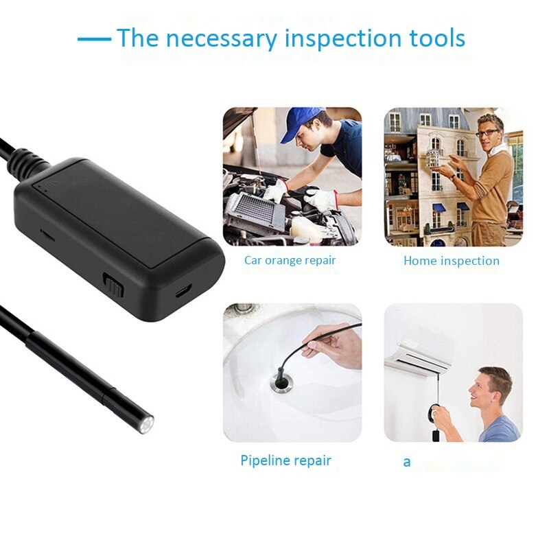 Endoscopio boroscopio inalámbrico WiFi Cámara endoscopio inspección IP67 impermeable para Android y IOS Smartphone tableta (5M)