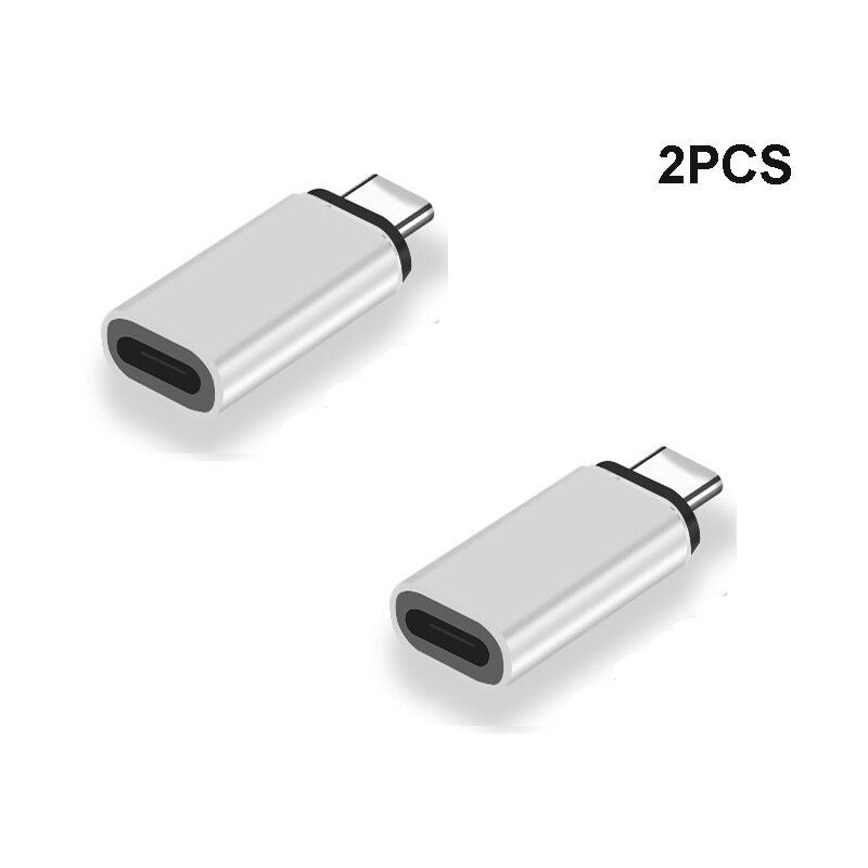2Pcs 1Pcs Usb Type C Bliksem Adapter Voor Samsung Galaxy S10 S20 Plus Iphone 11 Pro Max X 7 8 Usbc Naar Ios Jack Converter: 2pcs silver
