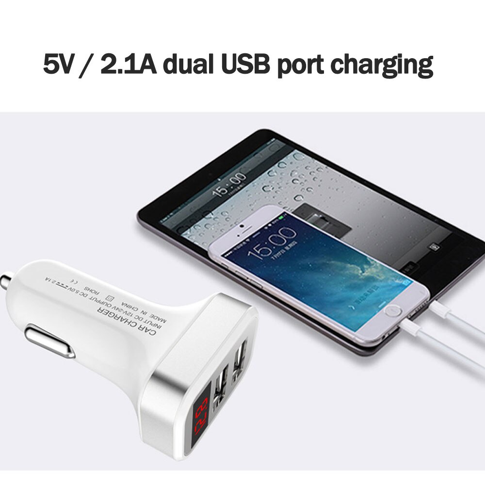 Auto Car Charger Mini Voltage Current Display 2USB 2.1A Car-Charger Best Voltage Warning Charge For Cellphone Tablet