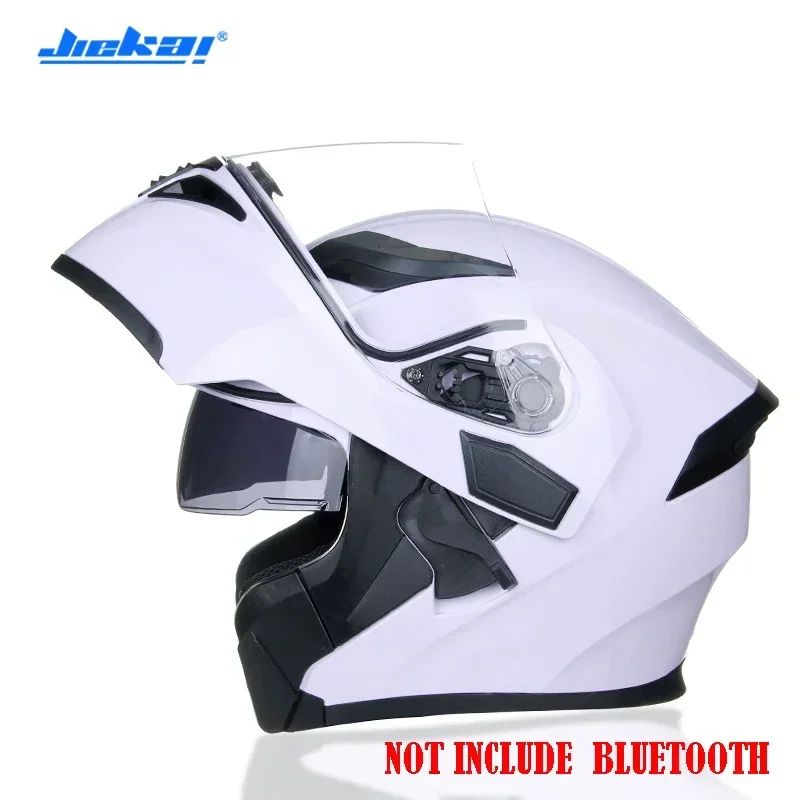Bluetooth Helmet Flip Up Visor Dual Lens Casco Moto Cool Motorcycle Helmet Full Face Casco Black Motorbike Helmets Modular: WHITE / XXL
