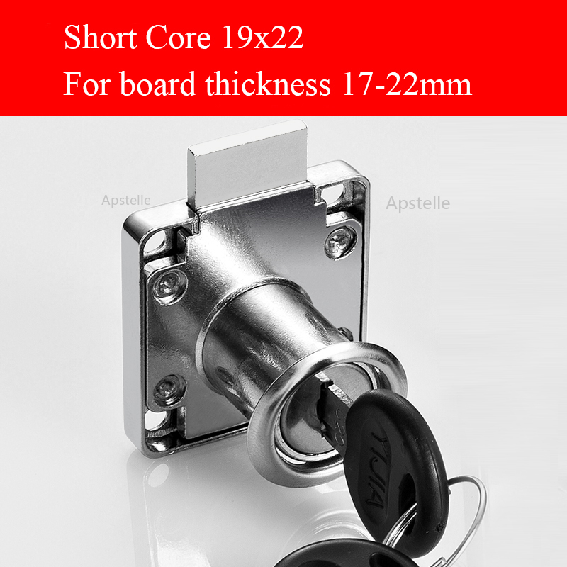 PQB High-grade Desk Drawer Lock 22/32mm Silver Gold Blcak Wardrobe Locks Cabinet Locks Furniture Cam Locks Drilling with Keys: 22mm  Silver