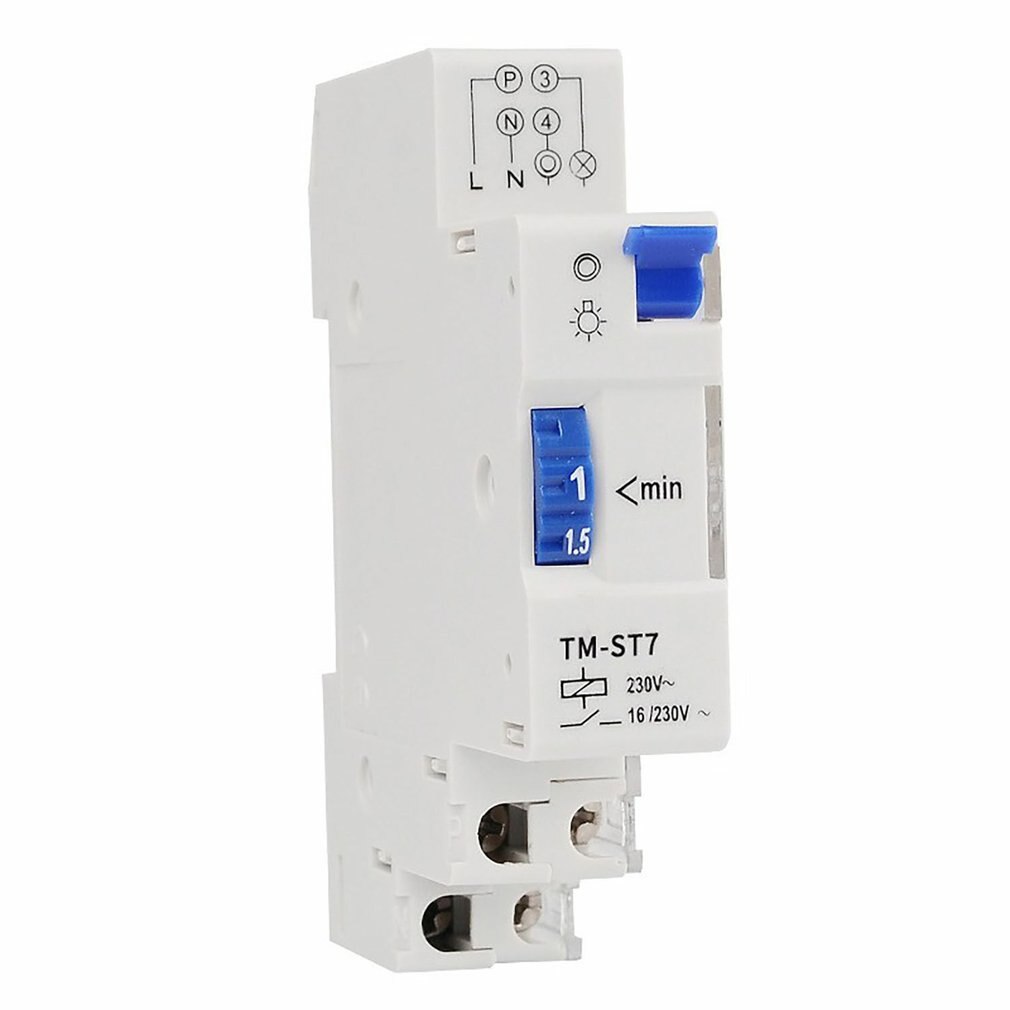 230V AC 7 Minutes Mechanical Timer 18mm Single Module Din Rail Staircase Timer Time Switch Timer Clock: Default Title