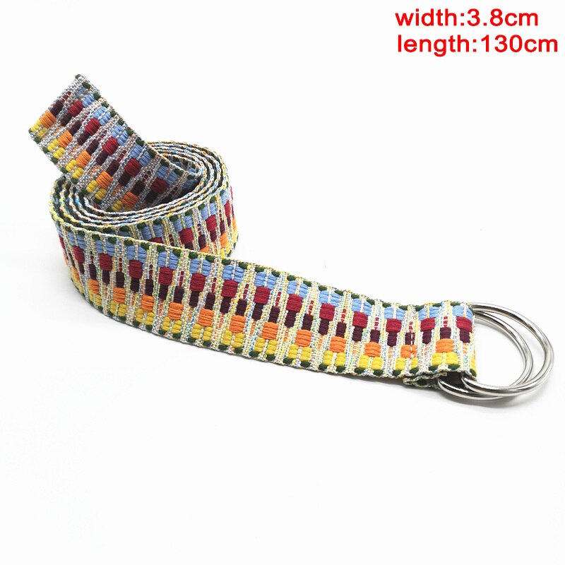 Lærred afslappet bælter til kvinder retro 130cm lang rem boho stil vævning d form spænde kvindelige harajuku linning jeans bukser