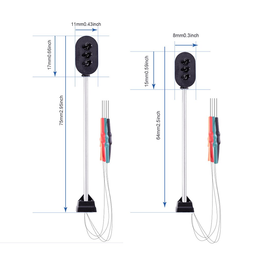3 Stks/partij Miniatuur Spoorweg Trein Verkeerslichten Model 12V Led Lamp Spoorlijn Landschap Lay-Out Materialen Diorama Kits