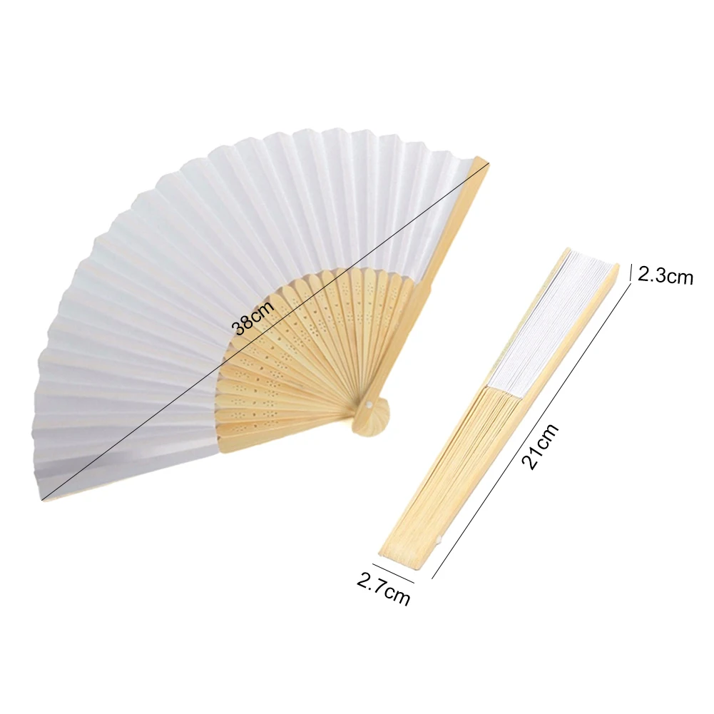 1-50pcs DIY Paper Bamboo Folding Fan Adults Children's Calligraphy Painting Practice Blank White Folding Fan Wedding