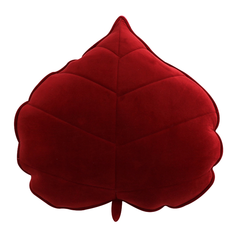 3D Simulatie Leaf Pluche Kussen Gevulde Pp Katoen Kussens Gooien Kussen Voor Thuis Slaapkamer Kantoor Decoratie Stoel Kussen 바디필로우: Burgundy