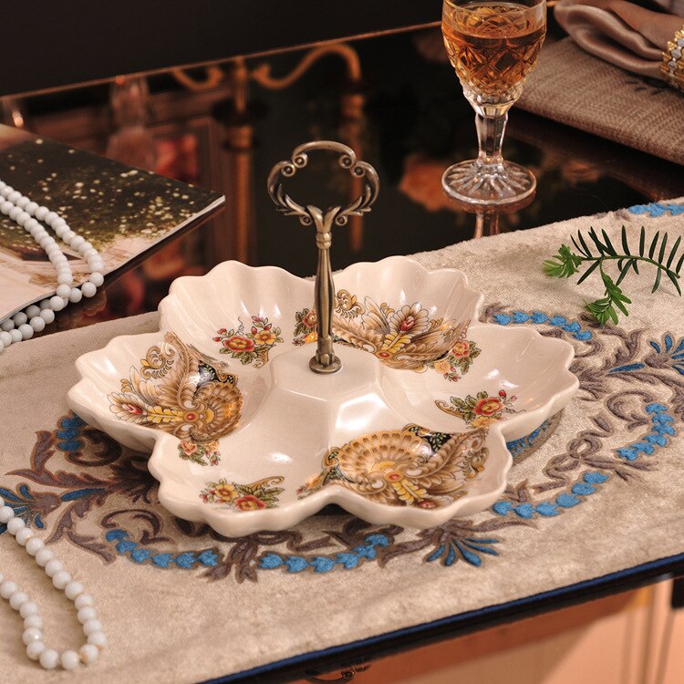 6 grilles en céramique Dessert assiette monocouche hexagonale gâteau assiette fête mariage fruits après-midi thé fruits secs plateaux de stockage: 18-05P