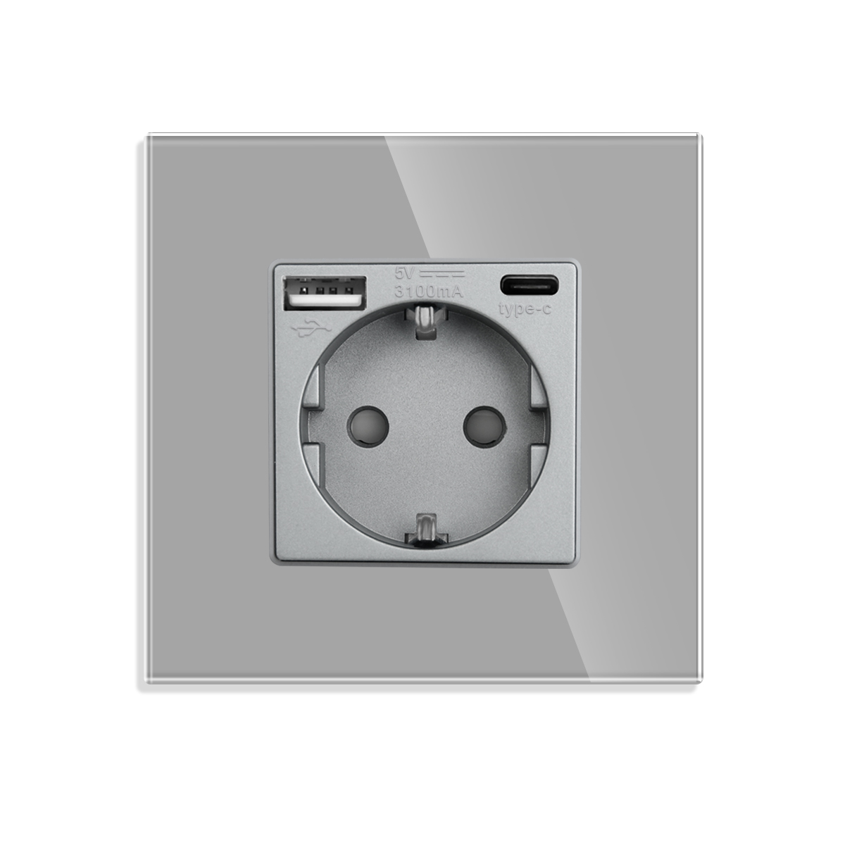 Bingoelec eu standard enkel eluttag kristallpanel 16a dubbla vägguttag trippel typ-c-kontakt glas fyrdubbla vägguttag: Typ 20