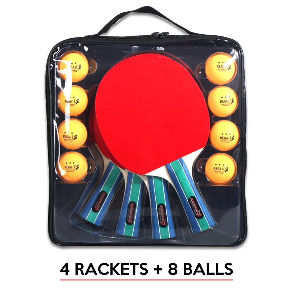 Table Tennis Ball and Bat Set Ping Pong Paddles Table Tennis Rackets with 8pcs Three star Balls Ping Pong Bats Ping Pong