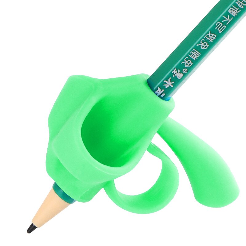 Three/Five Finger Silicone Pen Holder Writing Aids Beginner Writing Thumb Correction Grip Trainer Children Supplies: 5 fingers  green