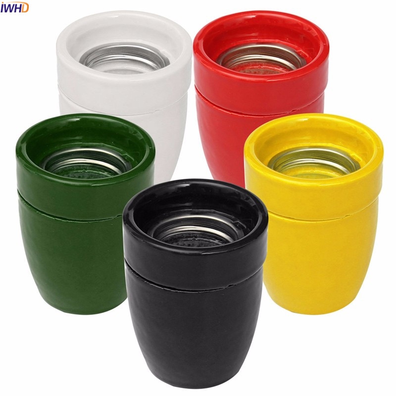 Iwhd cerâmica e26/e27 suporte da lâmpada base soquete industrial retro vintage edison soquete e27 soquete suporte da lâmpada ce ul