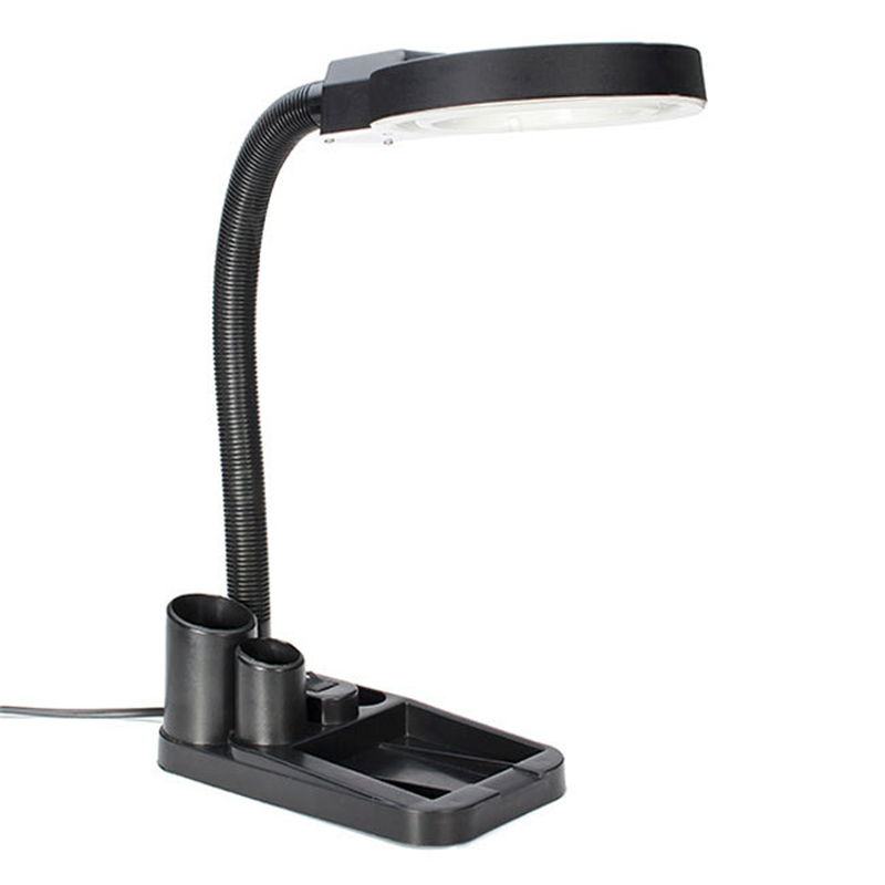 Eu Plug 220V Ambachten Glas Lens Led Bureau Vergrootglas Lamp Licht 5X 10X Vergrootglas Desktop Loupe Repareren Van Gereedschap Met 40 Leds Stand
