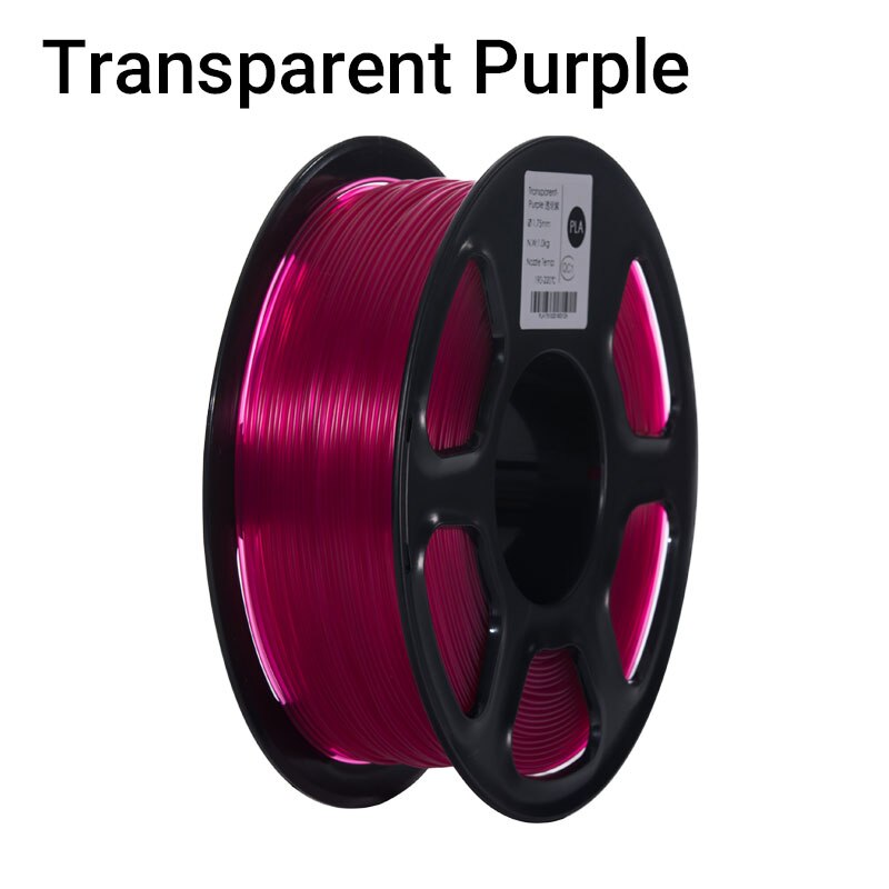 Topzeal-filamento pla de plástico transparente para impressora 3d, 1.75mm, 1kg, material para impressão 3d, série transparente: Transparent Purple