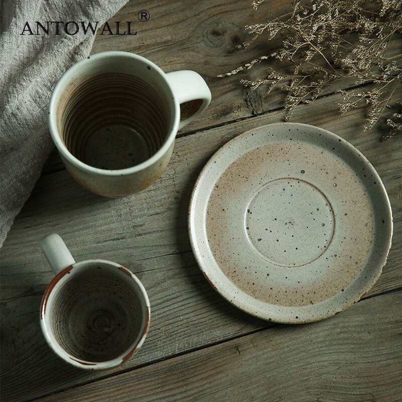Antowall Retro Stijl Handgeschilderde Mok Koffie Melk Mok Met Schotel Ontbijt Mok