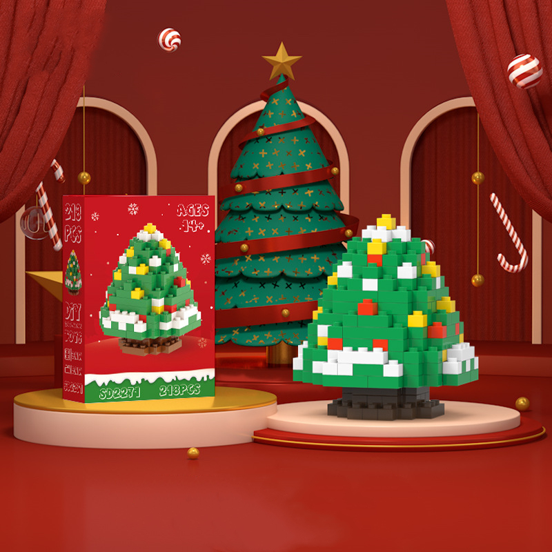 Christmas Series Of Particle Diamond Building Blocks Educational Assembling Toys Christmas Tree Santa Claus Small Ornaments: Wood