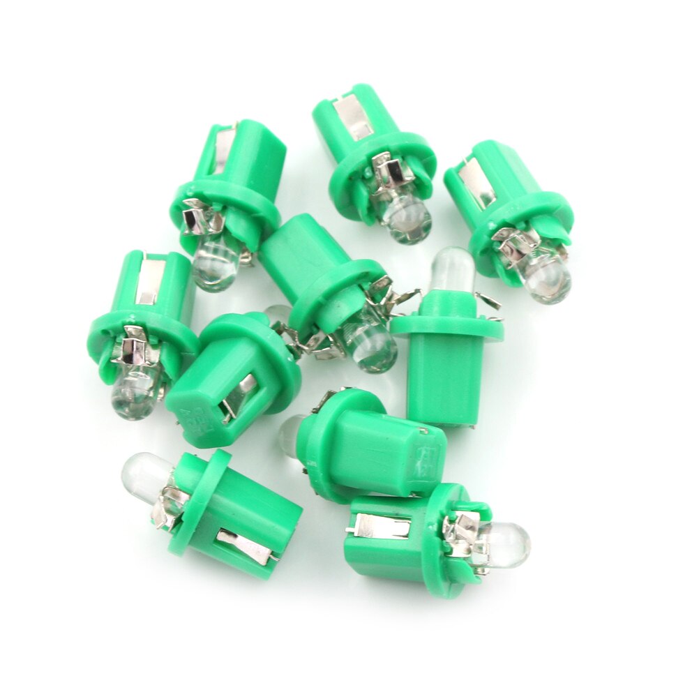 10 stk / parti flerfarvet  t5 b8.5d b8.5 smd førte billysbiler lysemitterende diode instrument instrumentbræt lyspærerdc 12 v: Grøn