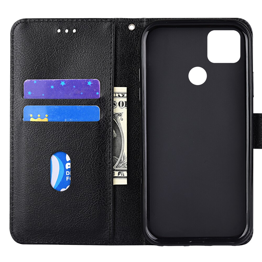 Flip Wallet PU Leather Case For Realme C12 C 12 RMX2189 Funda Stand Business Phone Holster Stripe Protect Cover