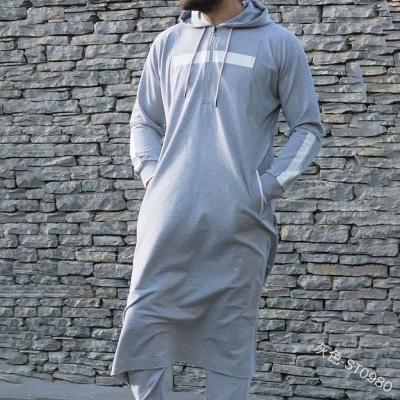 Moslim Mannen Jubba Thobe Arabische Islamitische Kleding Saudi Arabië Gewaad Abaya Dubai Losse Blouse Turki Kaftan Sweatshirt Abayas S-5XL