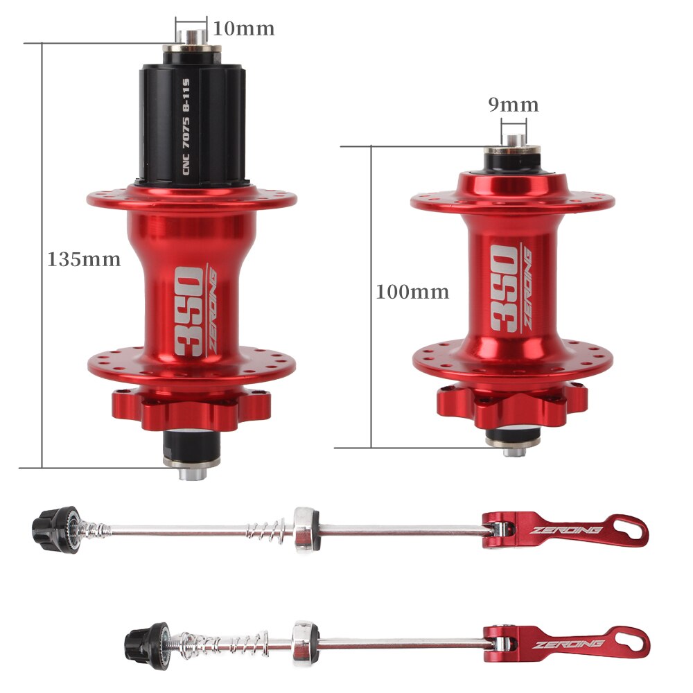 Nulstelling Bike Hubs 350 4 Lager Disc Kaart Brake Mtb Mountainbike Hub Lager Voor/Achter Fiets Hubs 28 32 Gaten 8/9/10/11 Snelheid