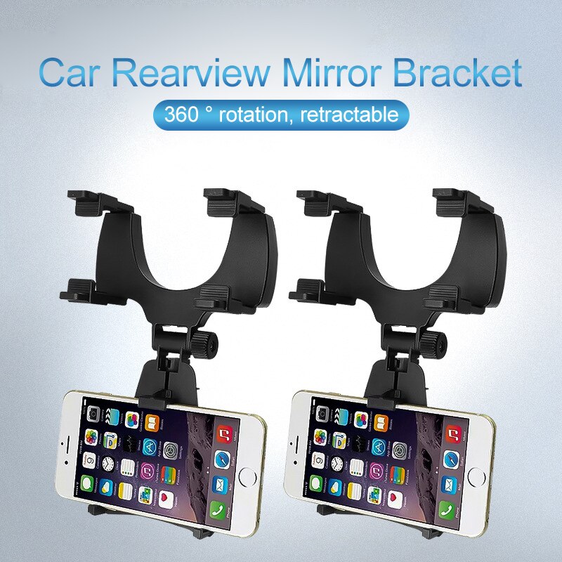 Adjustable Car Auto Rearview Mirror Mount Cell Phone Holder Bracket Stands For Samsung Huawei Xiaomi IPhone Mobile Phone GPS