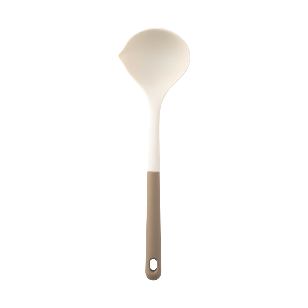Kitchen Silicone Kitchenware Set Cooking Spatula Colander Rice Spoon Ladle Spaghetti Claw Oil Brush Tools for Baking: Dark Khaki