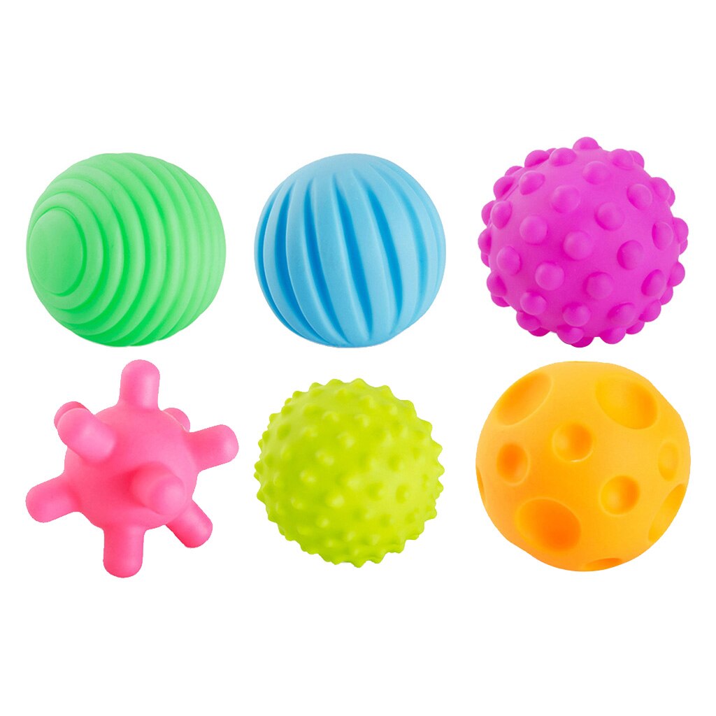 6 stk børn børn spædbørn teksturerede multi bolde farverige gribe færdigheder sensorisk baby berøring hånd spædbarn sansebolde legetøj: Lysegrå