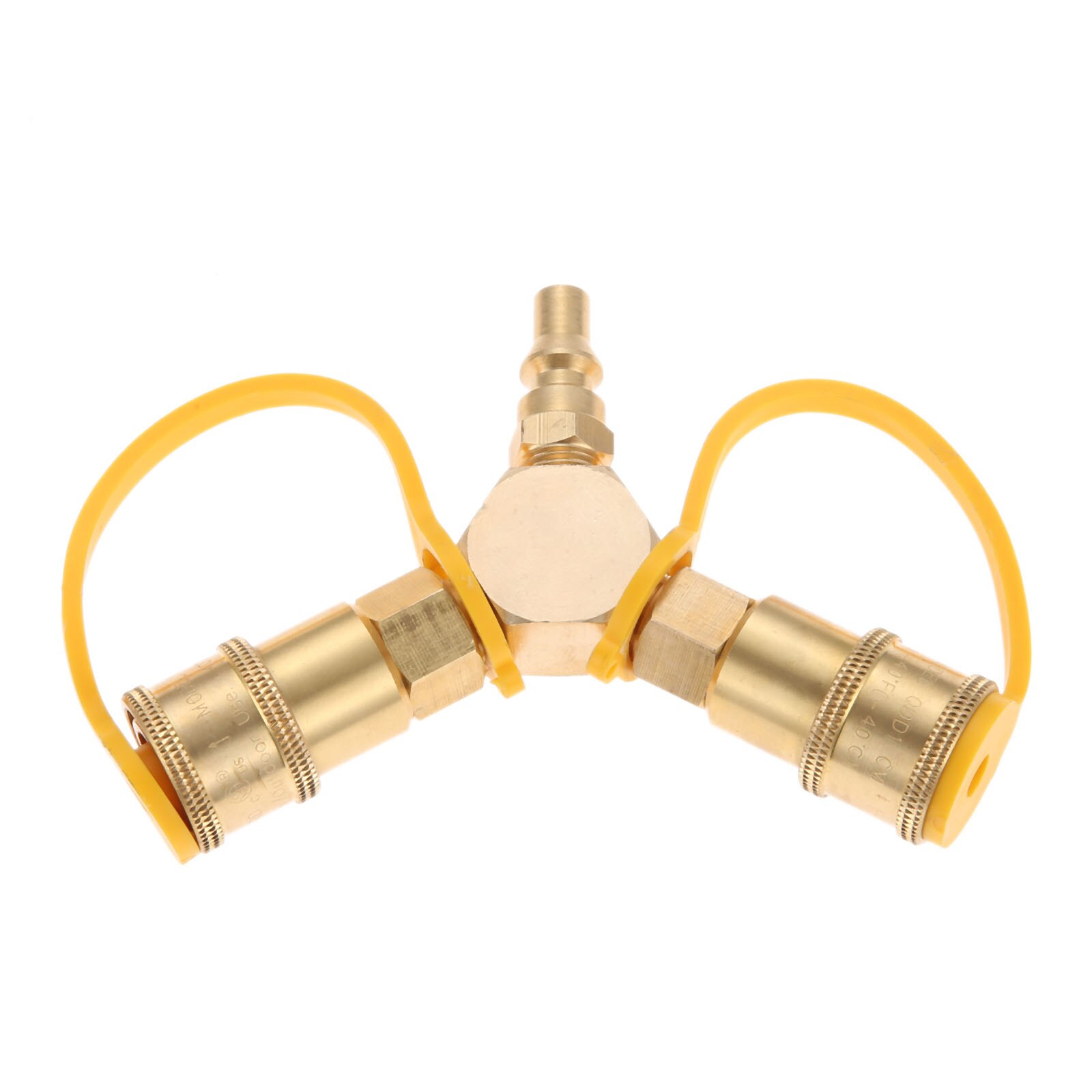 1/4inch RV Propane Quick Connect 2-way Y Splitter Adapter RV Trailer Heavy-duty Solid Brass Hose Joint Motorhome Tabletop Grill