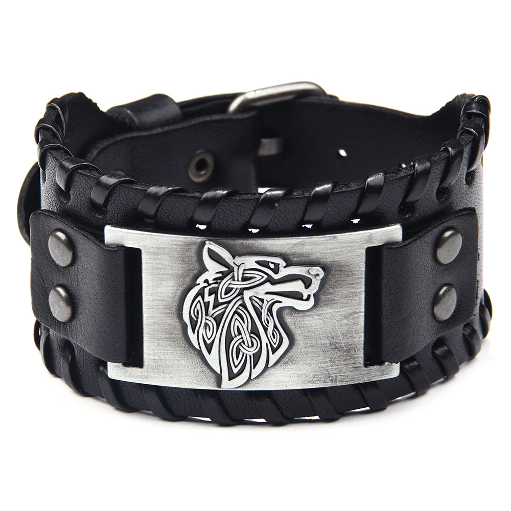 Viking Armband Wolf Fenrir Vintage Nordic Scandinavische Talisman Gothic Armband Voor Keltische Heidense Sieraden Voor Mannen Man