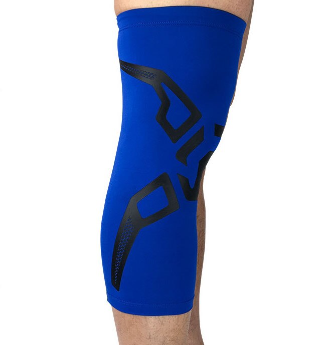 Ginocchio del manicotto della protezione brace supporto artrite bendaggio elastico di calcio di calcio basket pallavolo estate traspirante: Blue-black / L