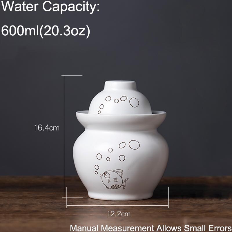 600ml Jingdezhen Keramik Hause Nacht Flecken Gebeizt Gemüse Kohl Lagerung Krug Gurke Flaschen Kimchi Topf Dichtung Lebensmittel Container: E