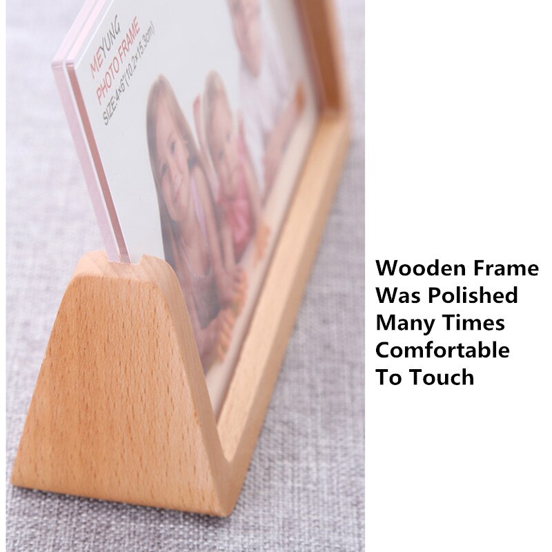 6 Inch Landscape Wood Base Acrylic Menu Desktop Counter Poster Holder Sign Display Stand Photo Picture Frame