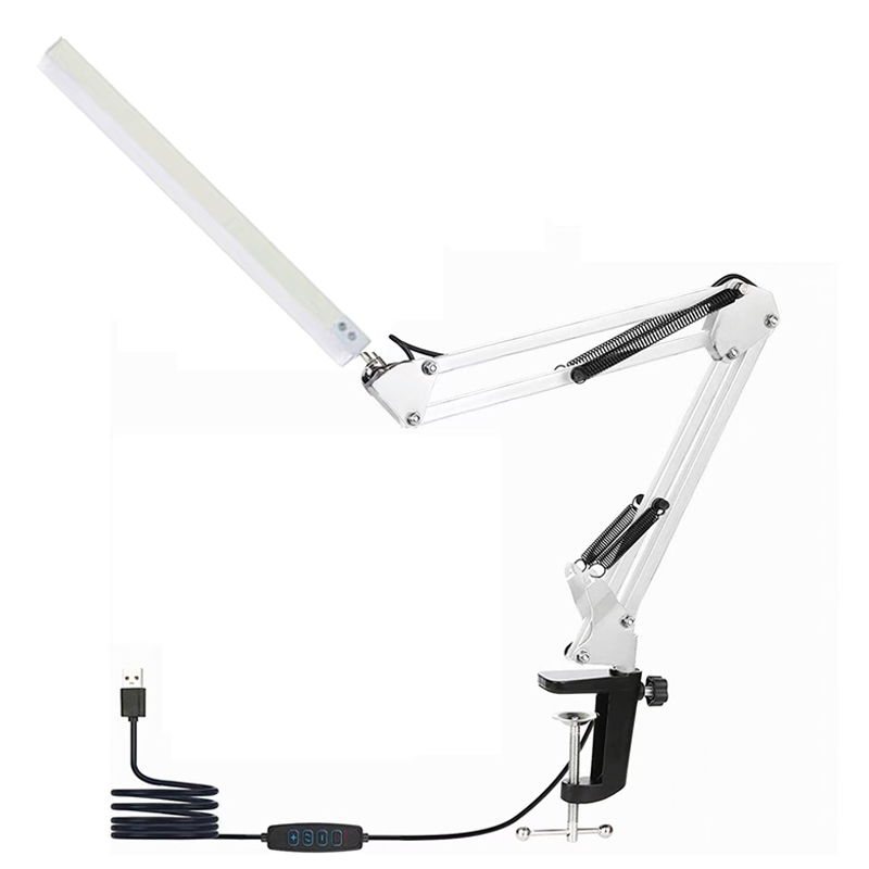 LED Desk Lamp with Clamp 10W Swing Arm Desk Lamp Eye-Caring Dimmable Desk Light with 10 Brightness Level, 3 Lighting Modes: WHITE