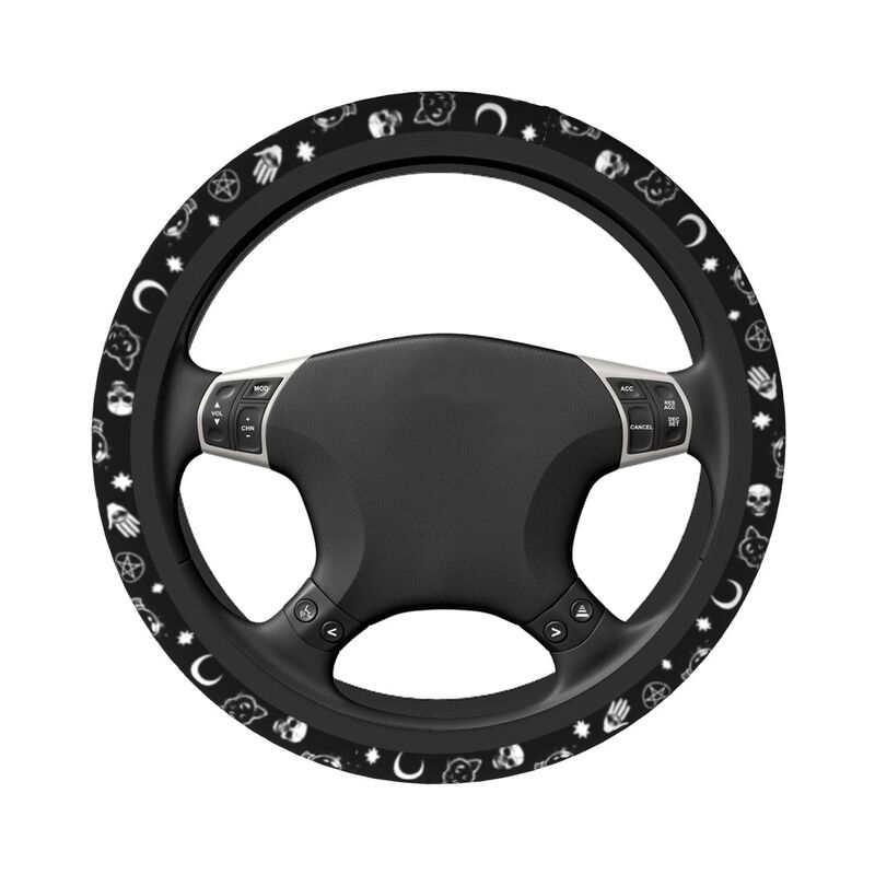 Halloween Goth Skull Steering Wheel Covers Universal 15 inch Women Men Gothic Steering Wheel Protector for SUV Car Accessories