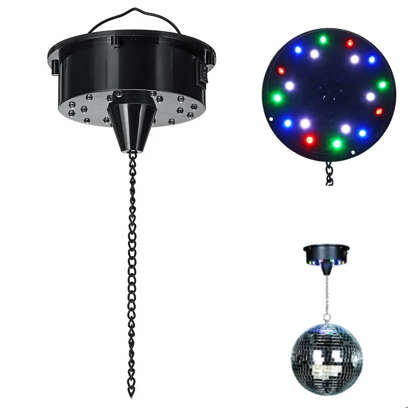 Boule en verre miroir tournant, 18 à LED lumières Disco, contrôle du son, boule réfléchissante, éclairage de scène pour discodj