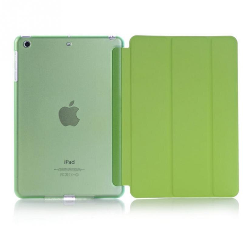 Coque mince pour iPad 9.7 iPad 5 6ème Coque Flip A1822 A1893 Support Transparent PVC Support Funda pour iPad 9.7 ''Cover: green