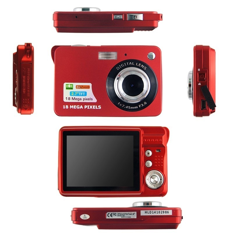 ! 1280*720 HD Mini Digitalkamera 18MP 2,7 "TFT 8x Zoomen Lächeln Anti-Shake-Video Camcorder