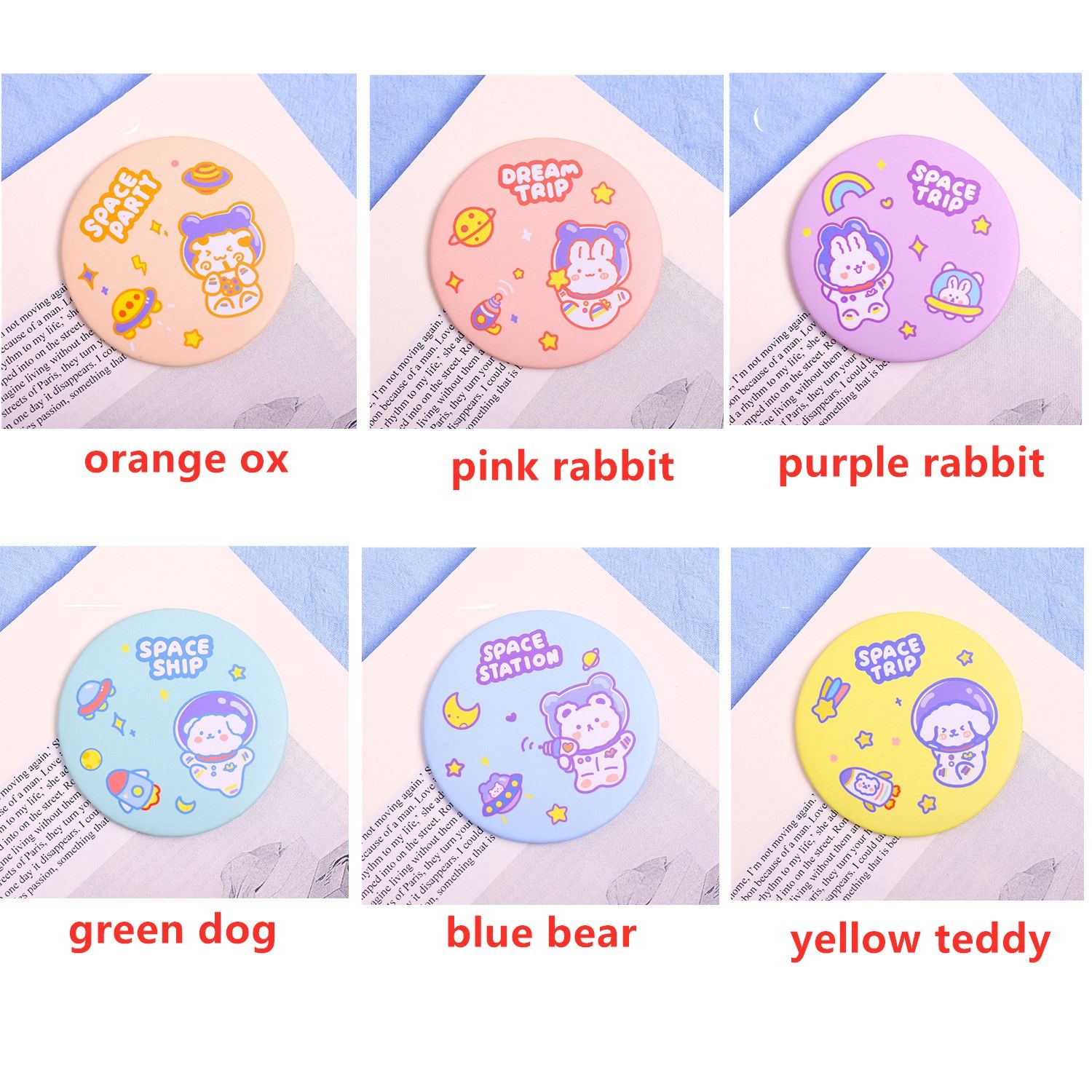 Mini espejo de dibujos animados, espejo redondo pequeño portátil, perfecto para niños y niñas, 1 unidad