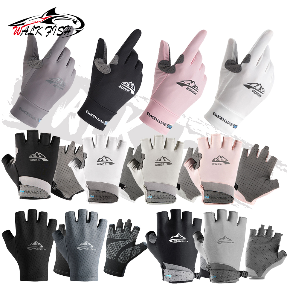Guantes sin dedos para hombres y mujeres, protección solar UV, guantes de medio dedo para pesca, remo, vela, remo, senderismo, guantes deportivos