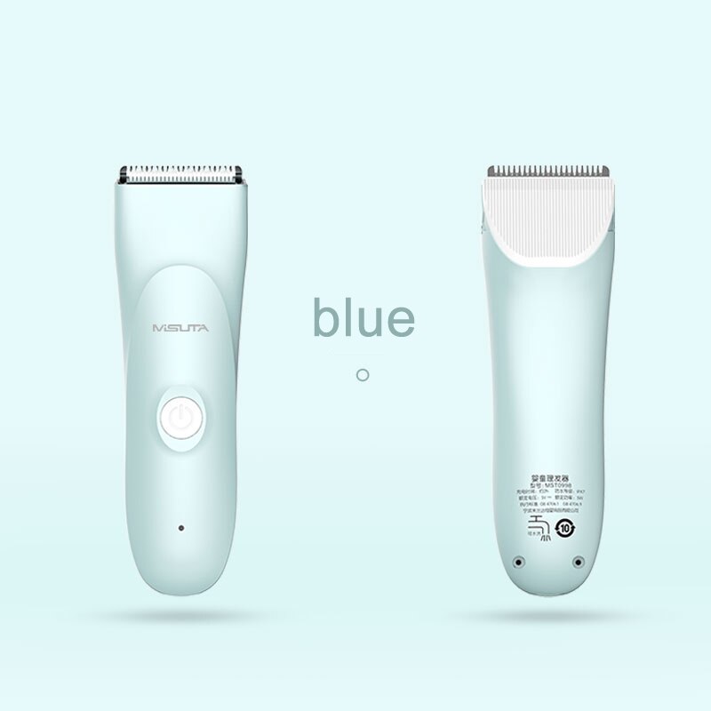 Electric Baby Hair Clipper Quiet Safe Kids Hair Cutter Rechargeable Portable Waterproof Hair Trimmer DIY Children Haircut: Blue