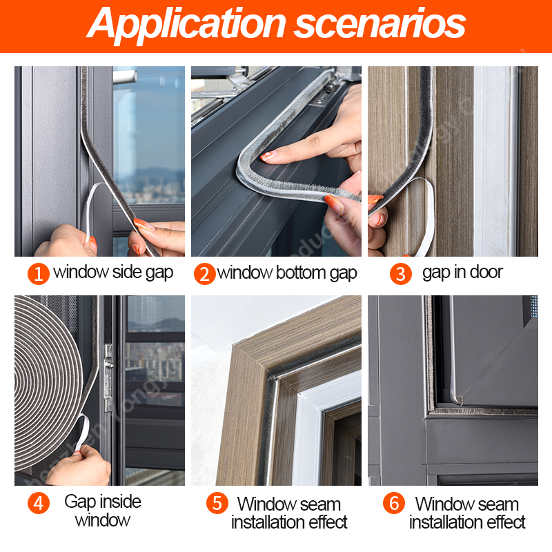 Selvklebende tetningslist for vinduer og dører lydisolering, vindtett, støvtett, sterkere klebrighet