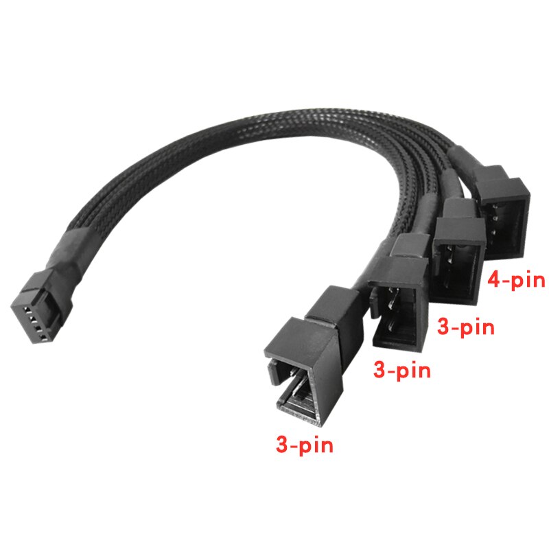 Pwm vifte splitter 4 pinner adapter kabel 1 til 1 2 3 4 datamaskin cpu kjøler vifte splitter pc chassis vifte forlengelse strømkabel: Liten 4 pin 1 til 4