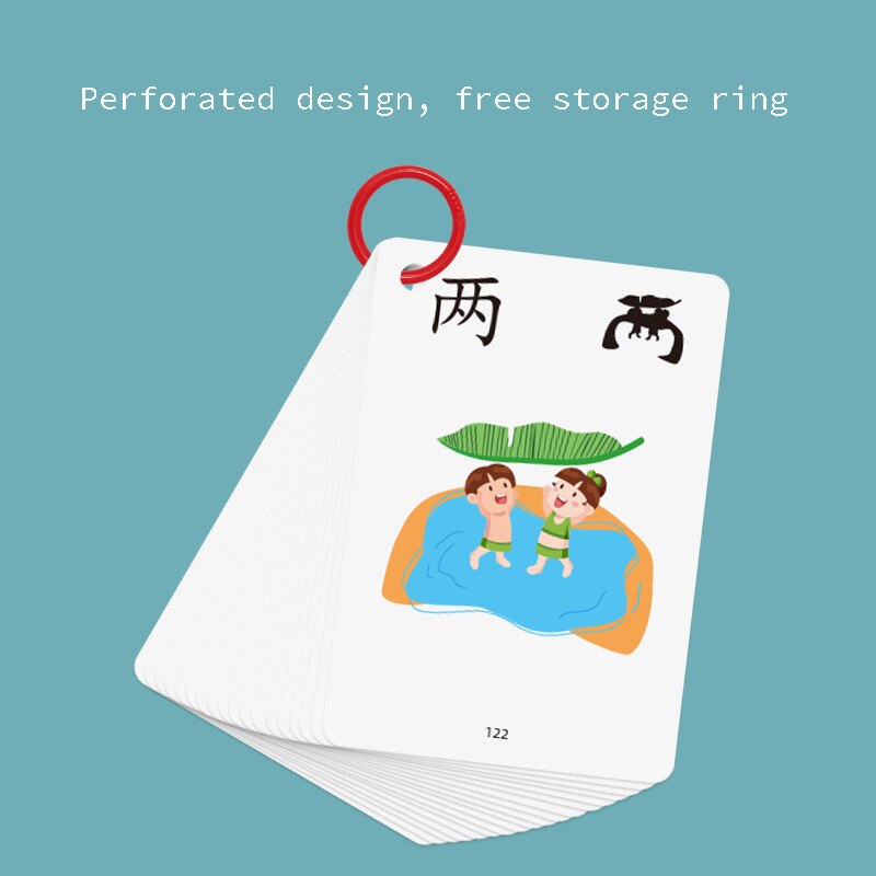 Enlightenment Learn Chinese characters Hanzi Cards Double Side Chinese Books For Children Kids Baby Early Education Age 3 to 6