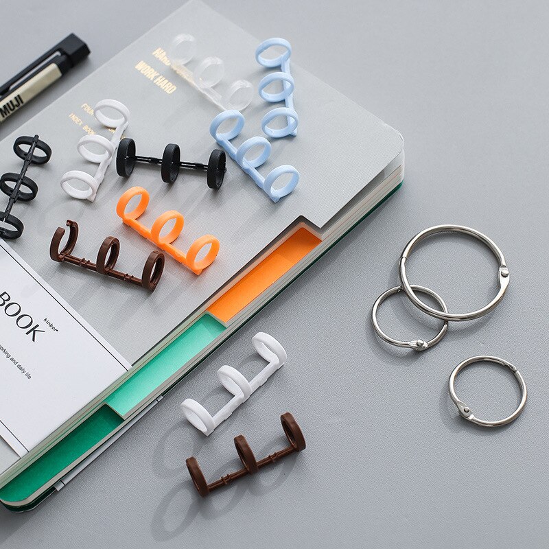 Colorful Plastic Loose-leaf Hinged Rings Binder Metal Notebook Ring DIY Books Binding Clamp Binder Desk Calendar Circle