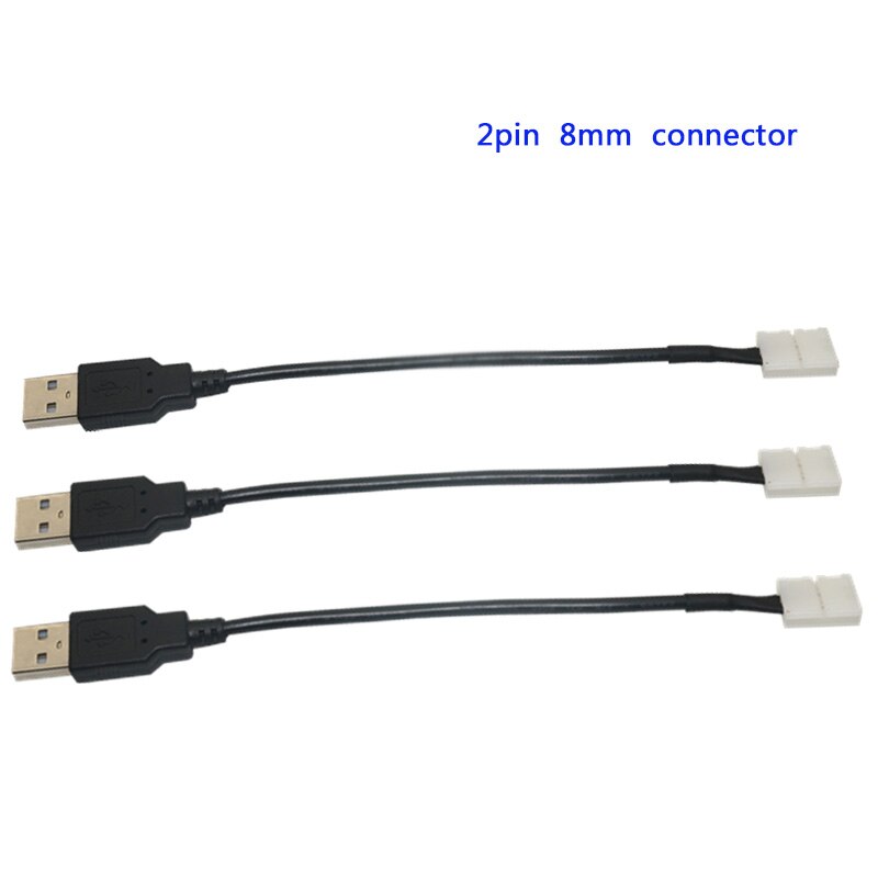 5Pcs 2pin 15Cm Kabel Led Strip Connector 8Mm/10Mm Led Connector Naar Usb Connector Gratis lassen Voor 5050 DC5V Led Strip