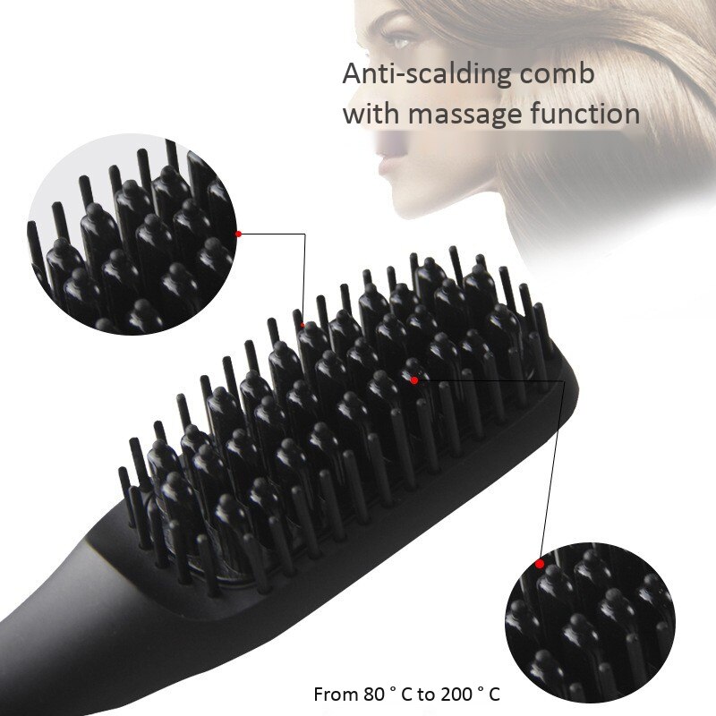 EU Plug Beard Straightener Men's Hair Brush Electric Heated Anti-Scaling Ceramic Comb Fast Frizzy Beards and Hair. Adjustable Te