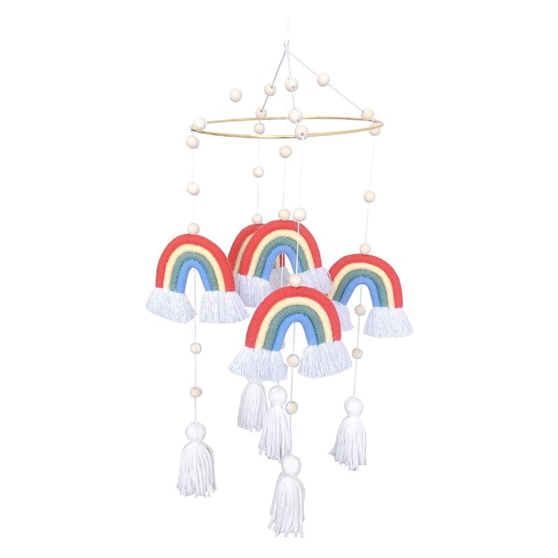 Rainbow Hanging Handmade Weaving Ornament Nordic Baby Kids Room Wall Decor Baby Rattle Mobile Toys Crib Toy: 5