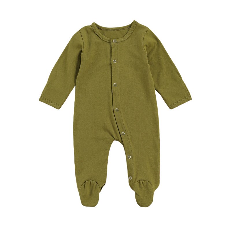 Peuter Meisje Kleding Zuigeling Effen Kleur Lange Mouwen Footies Pak Baby Meisje Jongen Kleding Lange Mouw Footies: C / 9 12Months