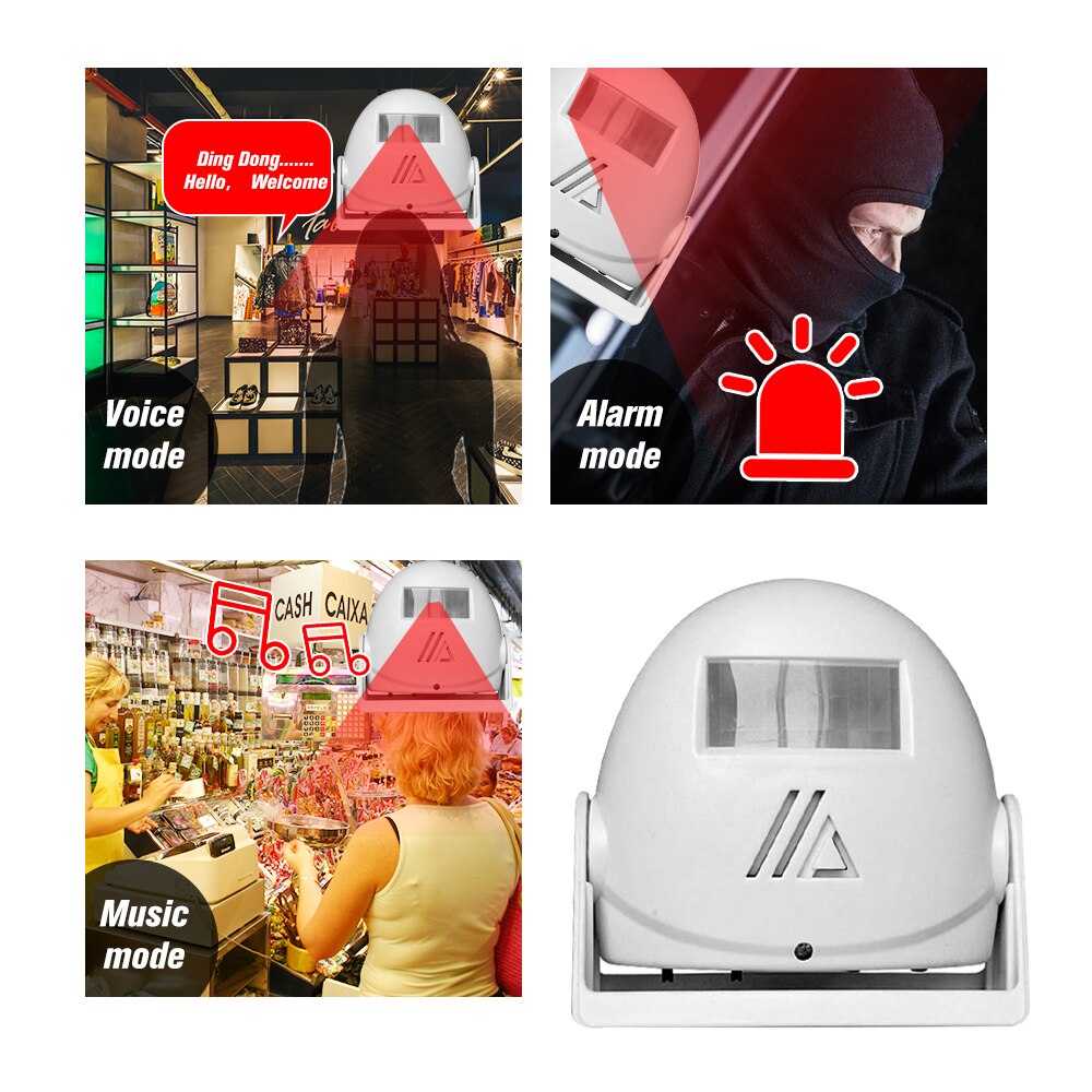 Wireless Door Bell Shop Guest Welcome Device Visitor Entry Alert Door Chime Infrared Motion Sensor Home Anti-theft Alarm