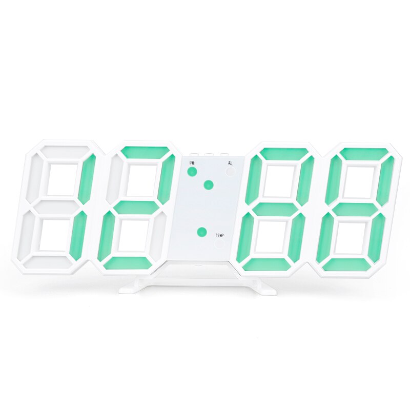 3D LED Digital Clock Snooze Bedroom Desk Alarm Clocks Hanging Wall Clock Calendar Thermometer Home Decor: Green